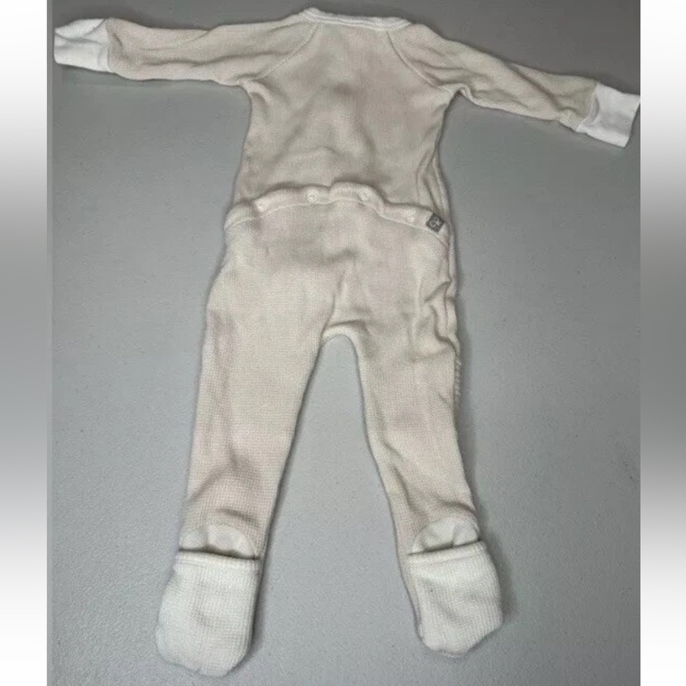 GOUMI CREAM THERMAL INFANT FOOTIE ROMPER LIKE NEW SZ 6-12 MOS